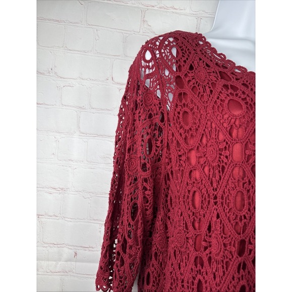 CJ Banks Women's Top 3/4 Sleeves Pullover Boat Neckline Burgundy 2x - Picture 4 of 16